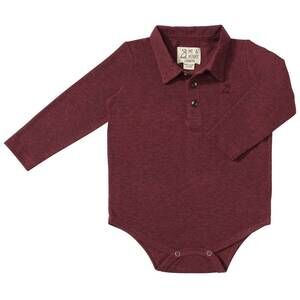 NEW ME & HENRY boy's seymour polo onesie in burgundy